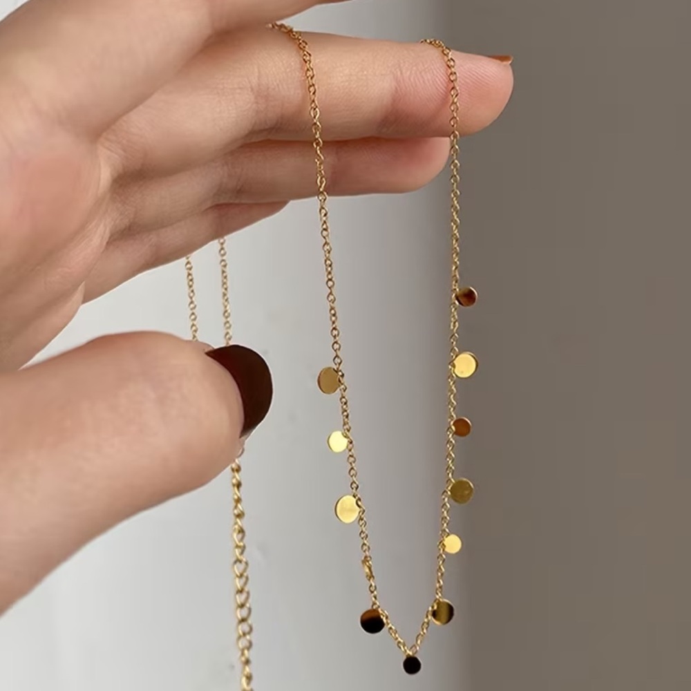 NEW 18K Gold Plated Beautiful Elegant Gold Disc Necklace Chain Bohemian Retro - Picture 8 of 8